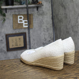 Bandolino Womens Nuri Slip On Peep Toe Wedge Heels BNNURI7 White 11M