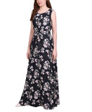 Ny Collection Womens Chiffon Maxi Dress MCCD3995 Black / Pink M