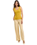 Tahari Asl Womens Sleeveless Sweater Tank Top 4AM870-TK Ochre Green M