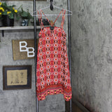 Teeze Me Juniors Printed Handkerchief-Hem Shift Dress Red Paisley M