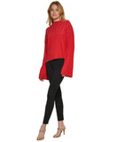 DKNY Womens Long Sleeve Studded Cowl Neck Sweater P2MSAB84 Scarlet Silver Red L