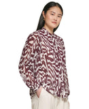 Calvin Klein Womens Printed Pleat Sleeve Long Sleeve Button Up Shirt M2FAZ589