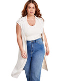 Nina Parker Women's Clasp-Front Duster Vest 323-B178W Winter Oat Off White 3X