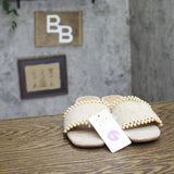A New Day Lottie Pearl Trim Block Heel Slide Sandals 94822833 Taupe Brown 6.5M