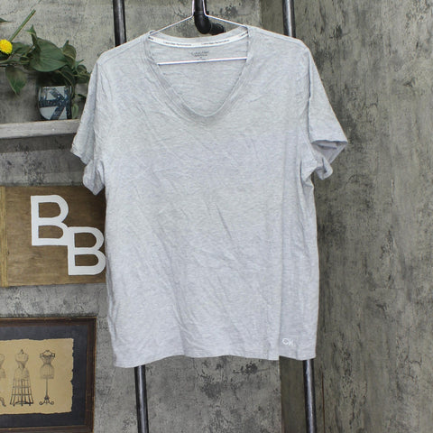 Calvin Klein Performance Embroidered Logo Graphic T-Shirt Tee Heather Gray 1X