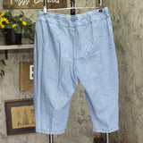 Cathy Daniels Lattice Hem Capris with Elastic Drawstring Waist Denim Blue 1X