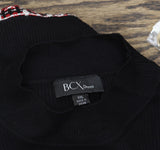 BCX Juniors Sweater Combo Tweed-Skirt Long Sleeve Dress Black / Red Multi 2XL