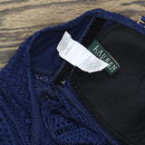 Lauren By Ralph Lauren Crochet Strapless One Piece Swimsuit Bright Indigo Blue 6