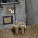 Nina Bonney Rhinestone Slingback Block Heel Sandals Taupe Champagne Brown 6.5M