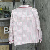 Charter Club Womens Cotton Flannel Pajama Shirt Top 100189806MS Pinstripe Red S