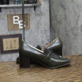 Journee Collection Womens Crawford Block Heel Loafer Pumps Olive Green 7M