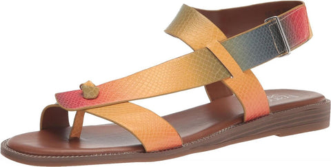 Franco Sarto Womens Glenni Ankle Strap Flat Sandals Rainbow Multi Pink 8.5M