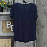 Jessica Simpson Womens Short Sleeve Flutter T-Shirt Tee 1685886 Navy Blue L