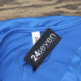 24Seven Comfort Apparel Womens Knit Faux Wrap Dress Blue M