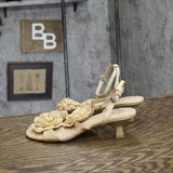 A New Day Womens Esme Floral Crochet Kitten Heels 92979007 Tan Brown 6.5M