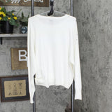 DKNY Womens Embellished Pullover Sweater Pullover White L