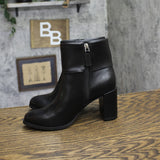 Style & Co. Chappell Block Heel Booties Faux Leather 10021794900 Black 6M