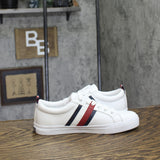 Tommy Hilfiger Womens Low Top Skater Sneaker Lace-Up Flat White Multi 6.5M