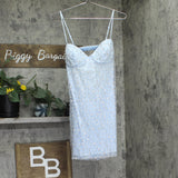 B. Darlin Juniors Sequined Banded Open-Back Bodycon Dress Light Blue 7/8