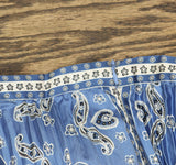 Sandro Womens Leianne Pleat Midi Skirt Ciel Blanc Blue Multi EUR 36 (US Small)