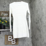 Universal Thread Womens Long Sleeve Mini Sweater A-Line Dress Cream Off White S