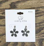 Ivory Ella Womens Fashion Flower Drop Earrings Silver Gray 1.25"