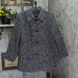 London Fog Textured Button-Front Short Jacket Black / Gray Multi 1X