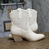 DV Dolce Vita Leather Pull-On Pointed Toe Western Booties Ivory Off White 8M