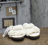 Auden Womens Jane Two Band Buckle Slide Slippers 91308535 Cream Off White 9M