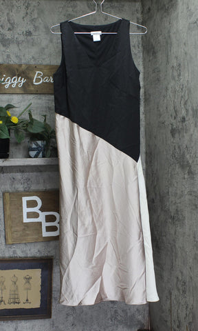DKNY Womens Satin Colorblocked Slip Dress DD4K6D69 Black / Cloud / Eggshell 8