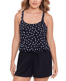 Swim Solutions Womens Polka Dot Romper One Piece Swimsuit Black / White 10