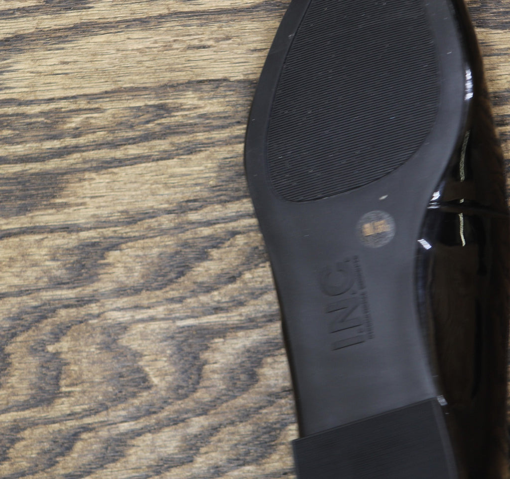INC International Concepts Womens Valan Triple-Strapped Flats Black Patent 6M