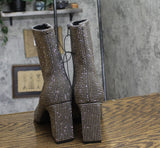 A New Day Womens Cassidy Rhinestone Ankle Boots 91636630 Silver Gray 10M