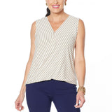 Marla Wynne Womens Striped Knit Sleeveless Twist Top 694239 Sand Stripe Brown M