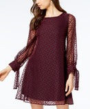 Taylor Womens Velvet-Dot Shift Dress 9915M Wine Red 14