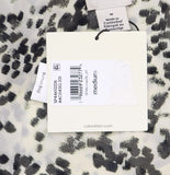 Calvin Klein Sleeveless Abstract Chiffon Belted Midi Dress Light Gray Print M