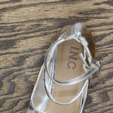 INC International Concepts Womens Valan Triple-Strapped Flats Silver Gray 8.5M