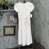 Calvin Klein Women's Tulip Sleeved A-Line Dress with Self Belt Blossom Pink 2