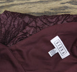 Siena Womens Floral Jacquard Plunge Dress SATP1685 Wine Red 4