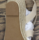 Journee Collection Ashlee Wedge Espadrille Sandals White / Raffia Brown 6.5W