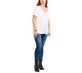 Black Tape Womens V-Neck T-Shirt 1824034 T White S