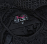 Blondie Nites Juniors Crochet Knit Ruched Gown Dress 56318 Black 3