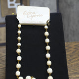 Erica Lyons Seed Bead Geometric Bead Necklace Ivory Off White / Gold 33" + 3'