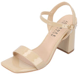 Journee Collection Open Square Toe Band Block Heel Pumps Sandals Tan Brown 6W