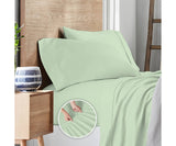 Purity Home Count Ultimate Percale Cotton 4-Piece Sheet Set Sage Green Queen