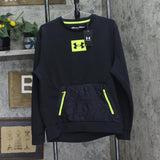 Under Armour Fit Highlighter Trim Athletic Sweatshirt Zip Pocket Black Multi L