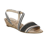 Lifestride Yasmine MISMATCH PRINT Cork Wedge Sandals Natural Multi Brown 6W