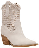 DV Dolce Vita Leather Pull-On Pointed Toe Western Booties Ivory Off White 8M