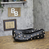 A New Day Womens Pull On Studded Flats Black / Silver 6.5M