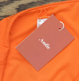 Andie Ribbed 90s High Waist Bikini Bottom AB488 Vermillion Orange M